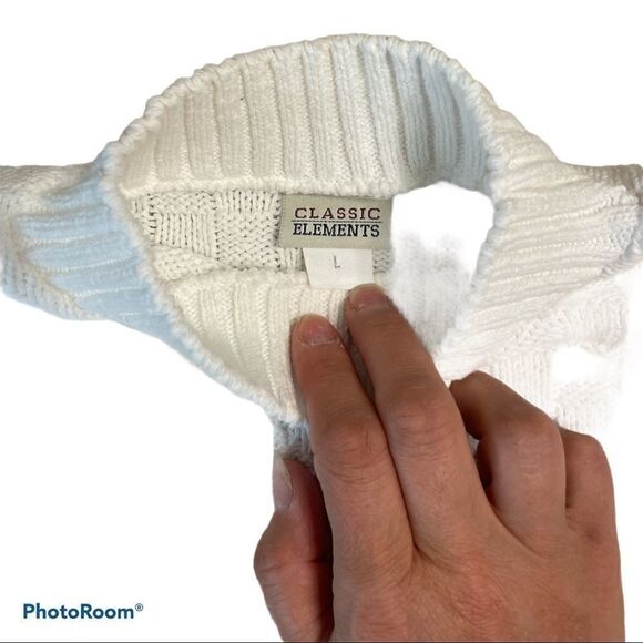 Vintage 80s white cotton cable knit sweater - classic elements size large - Picture 5 of 9